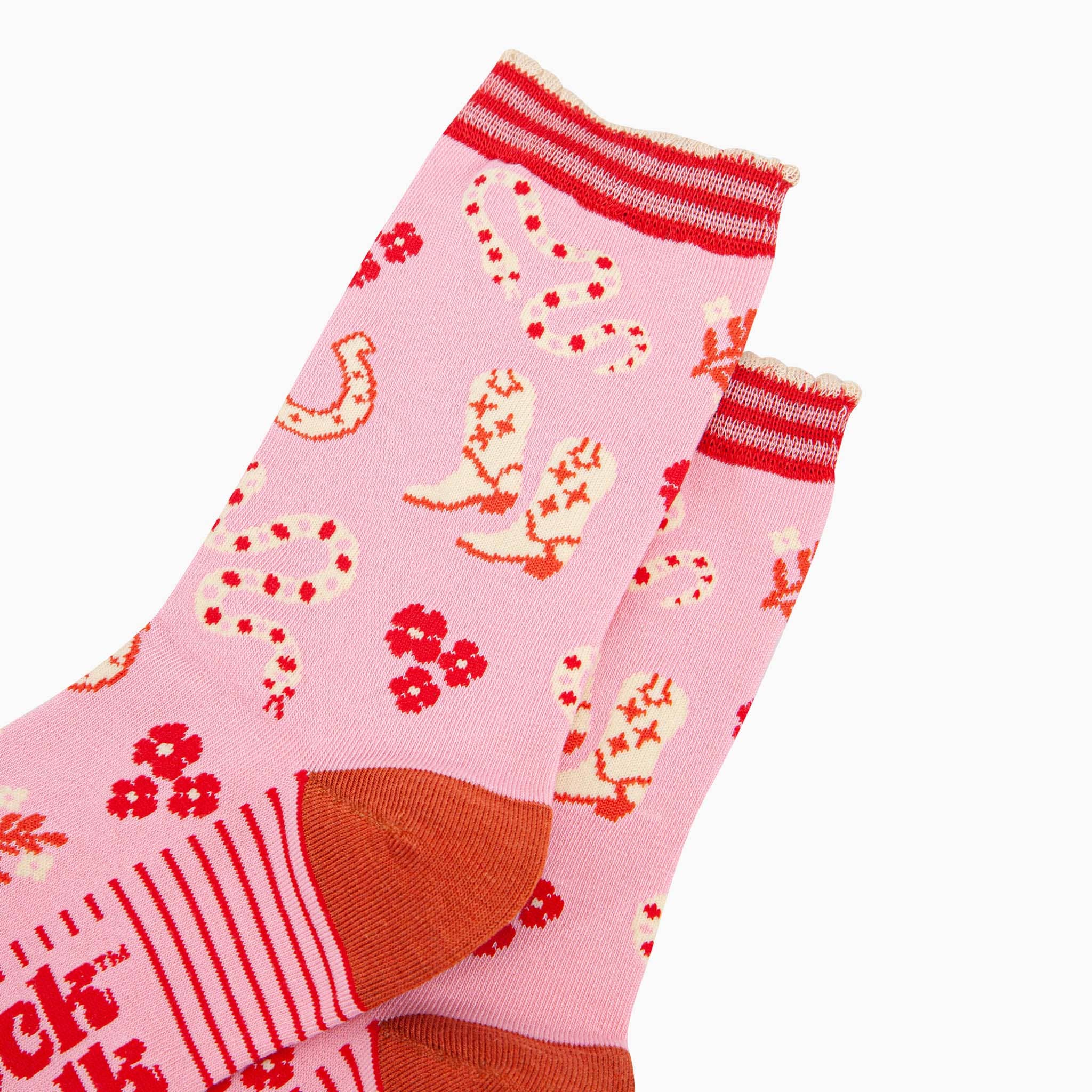 Sock Talk - Cowboy Boot Snakes Bamboo Socks in Pink
