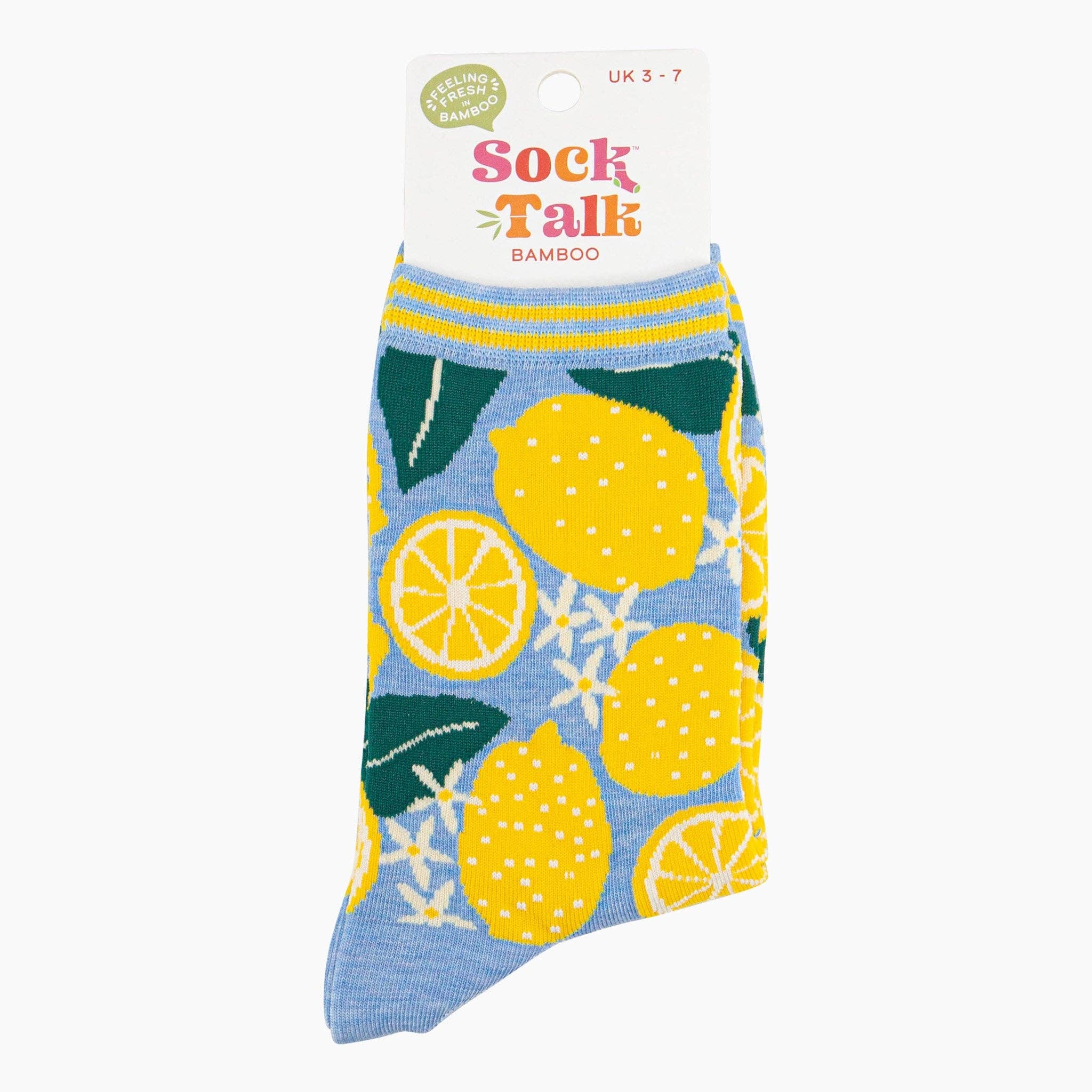 Sock Talk - Women's Bamboo Socks - Blue, Lemon Tree