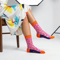 Sock Talk - Leopard Print Combed Cotton Sheer Pop Socks in Pink