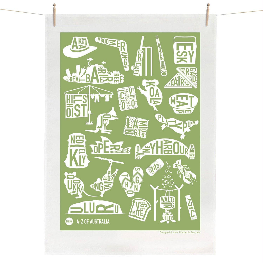 Burbia - A-Z of Australia Tea Towel