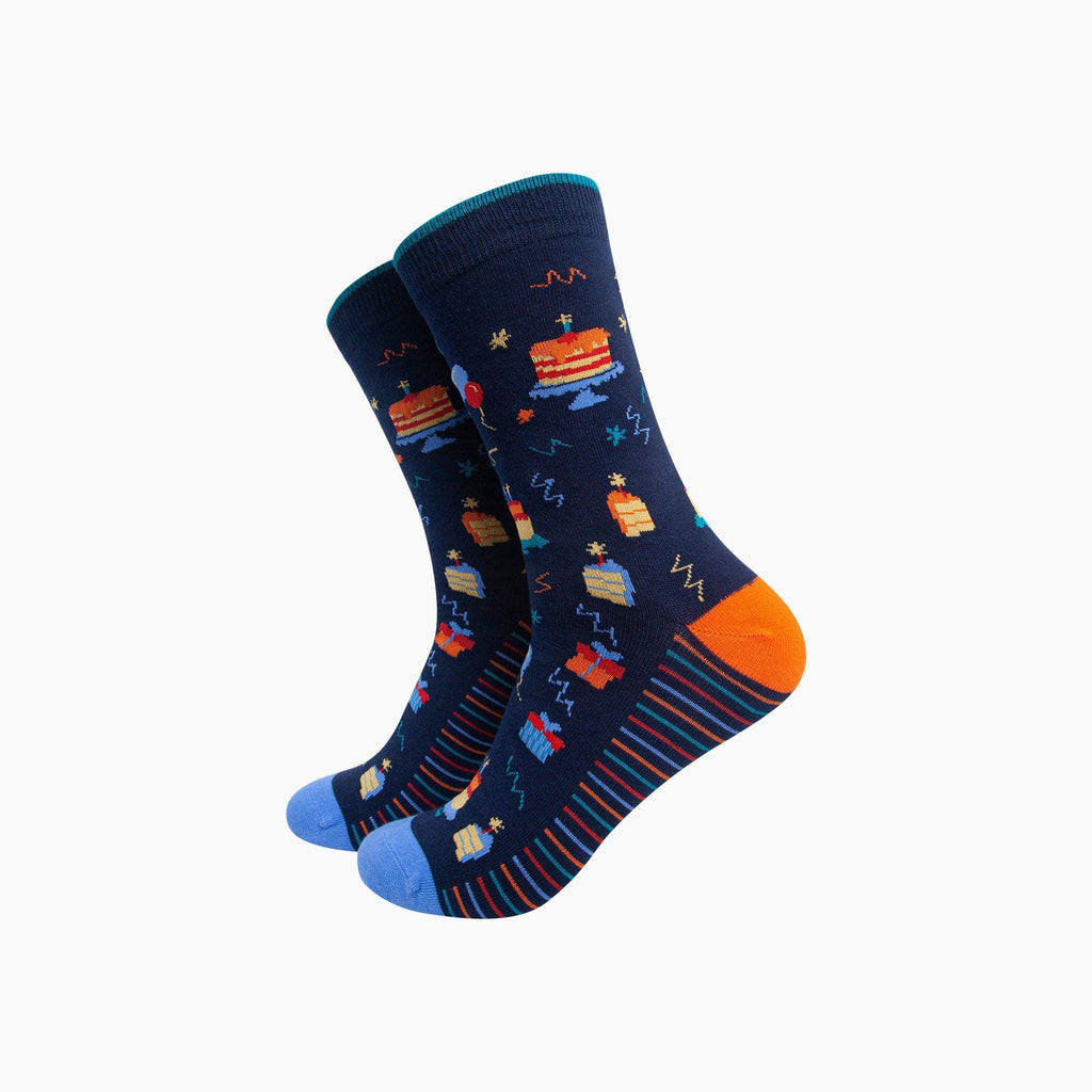 Sock Talk - Birthday Cake Combed Cotton Socks in Navy Blue
