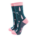 Sock Talk - Women's Bamboo Socks - Forest Green/Light pink, Rose Wine