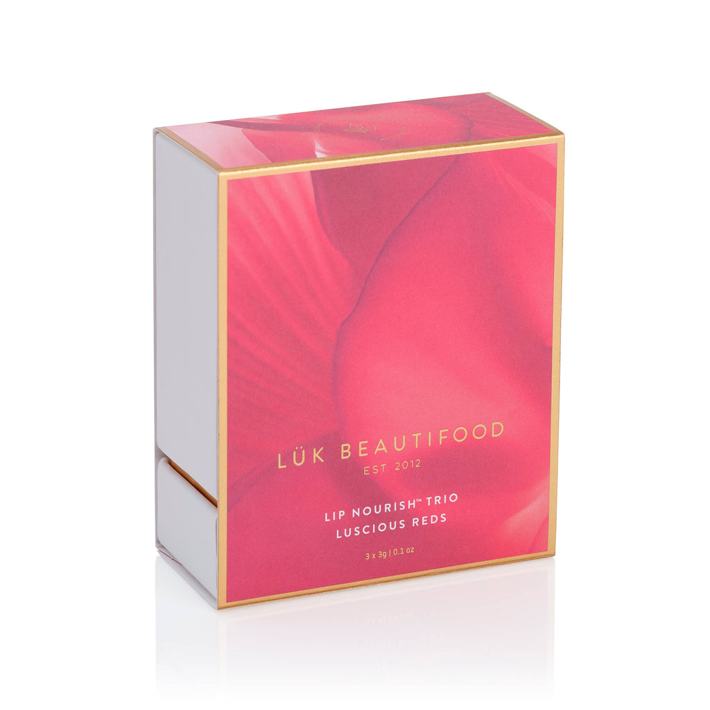 LÜK BEAUTIFOOD [🇦🇺 AUS + USA🇺🇸] - Lip Nourish Trio - Luscious Reds [PINK Packaging]