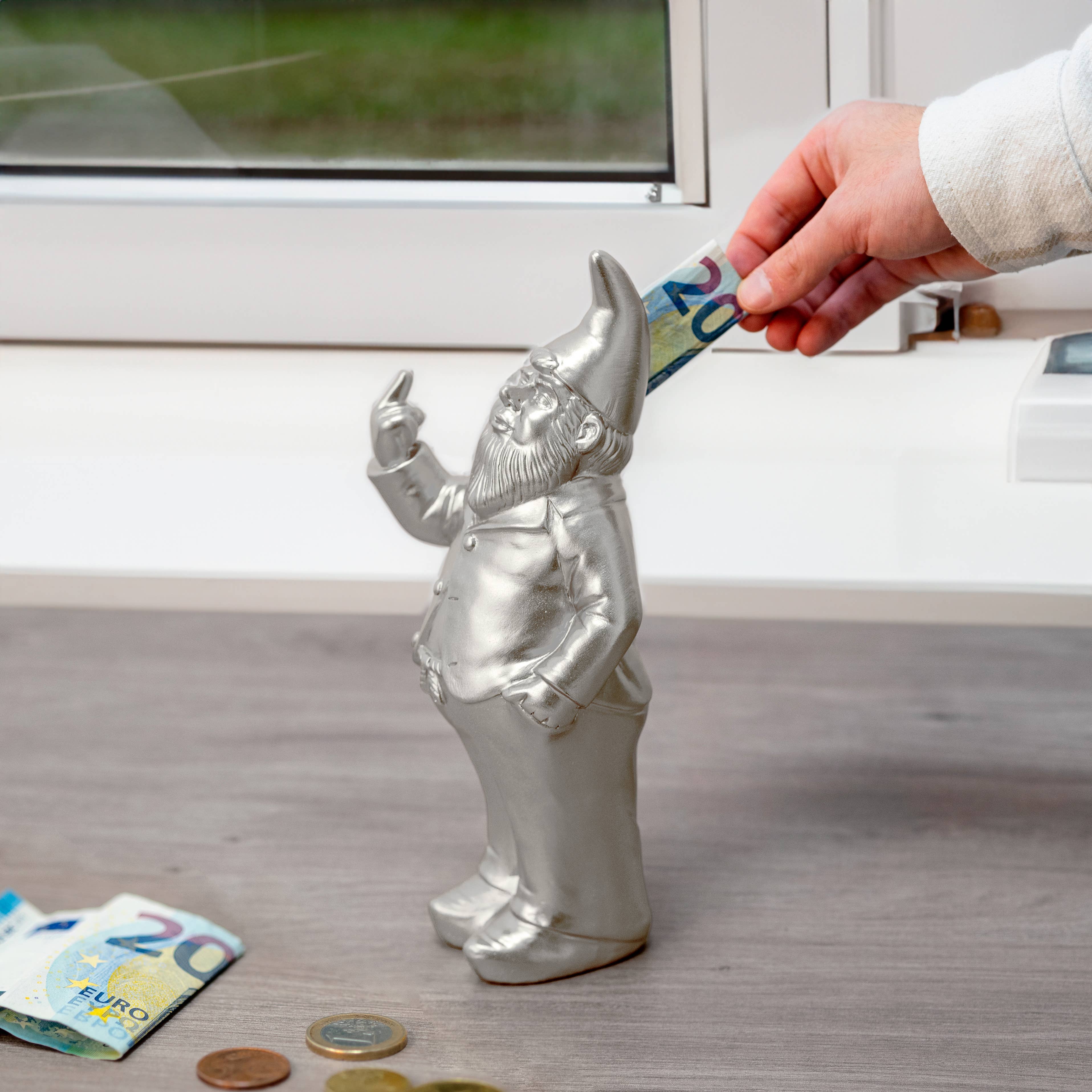 Fisura - Silver Gnome Piggy Bank