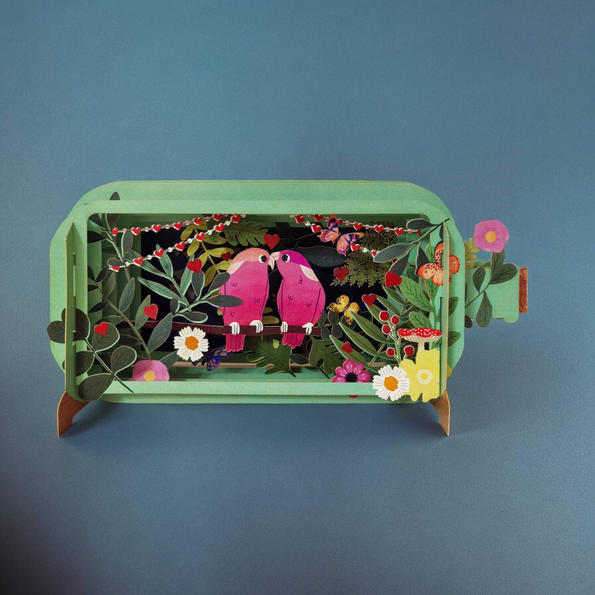 Alljoy Design - Love Birds Message in a Bottle Pop Up Everyday Greeting Card