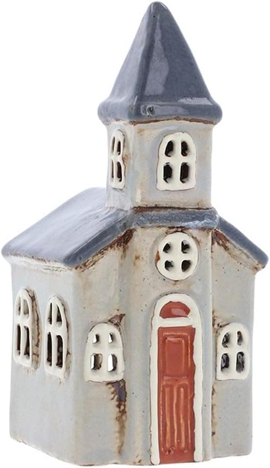 Small Grey Church Tealight Holder