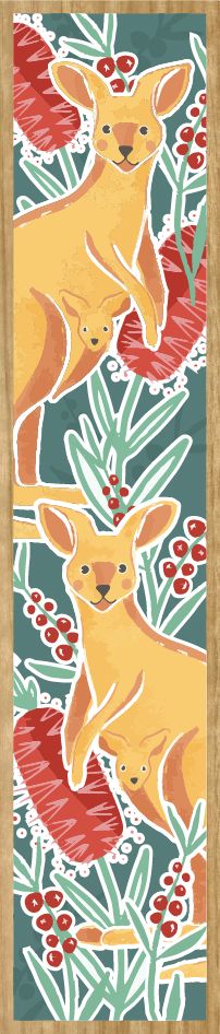 Wirihana Design Wooden Bookmark - Kangaroos