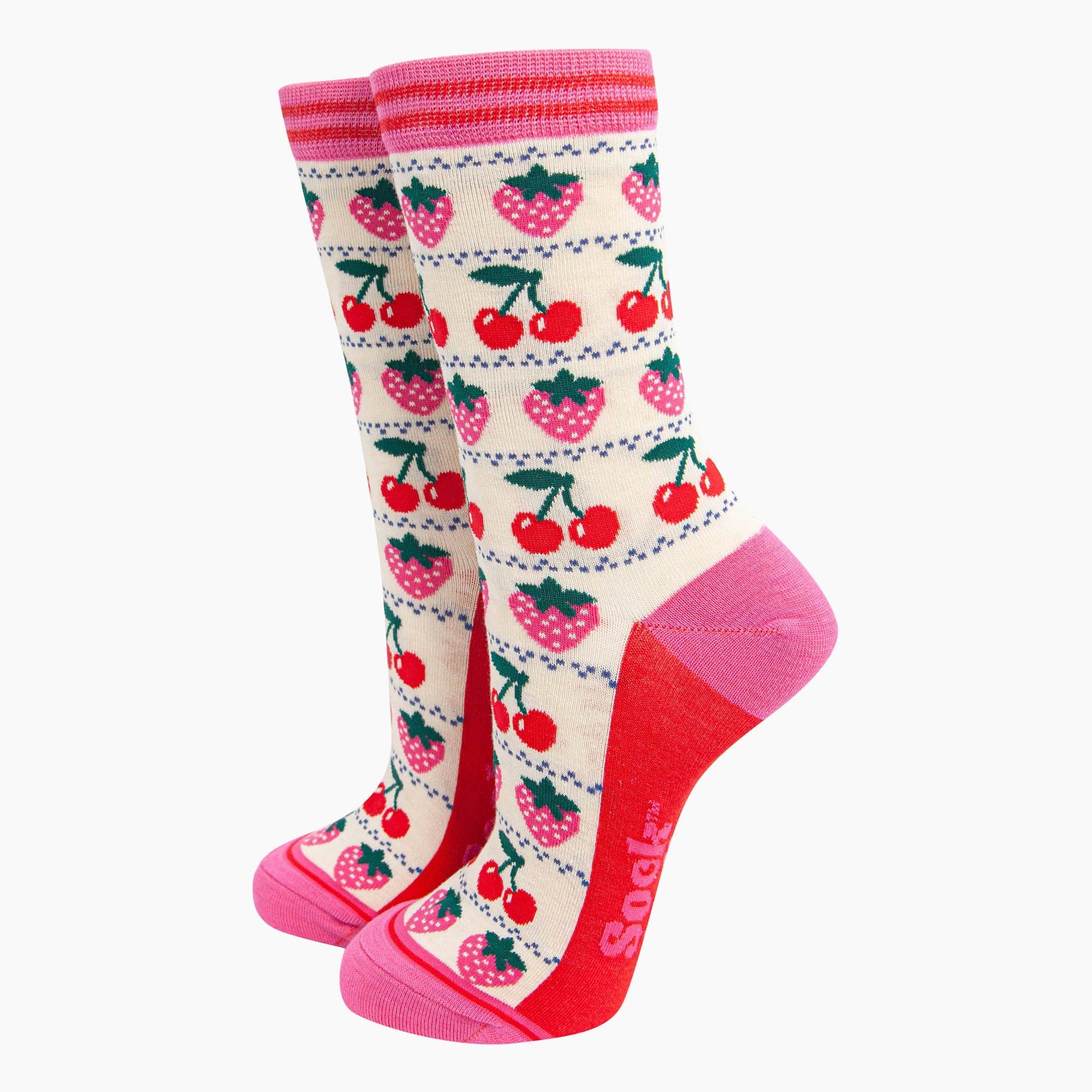 Sock Talk - Women's Bamboo Socks Gift Box - Strawberries & Cherries