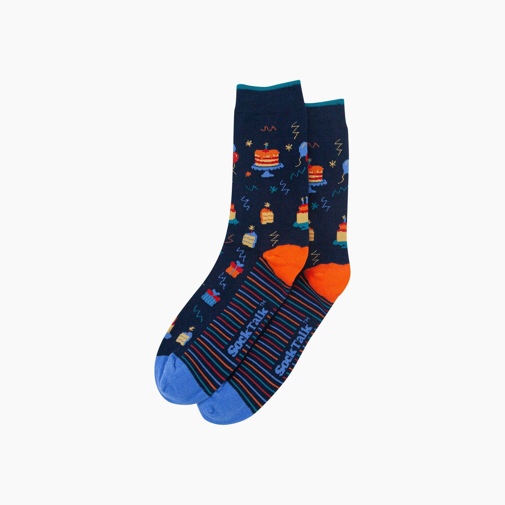 Sock Talk - Birthday Cake Combed Cotton Socks in Navy Blue