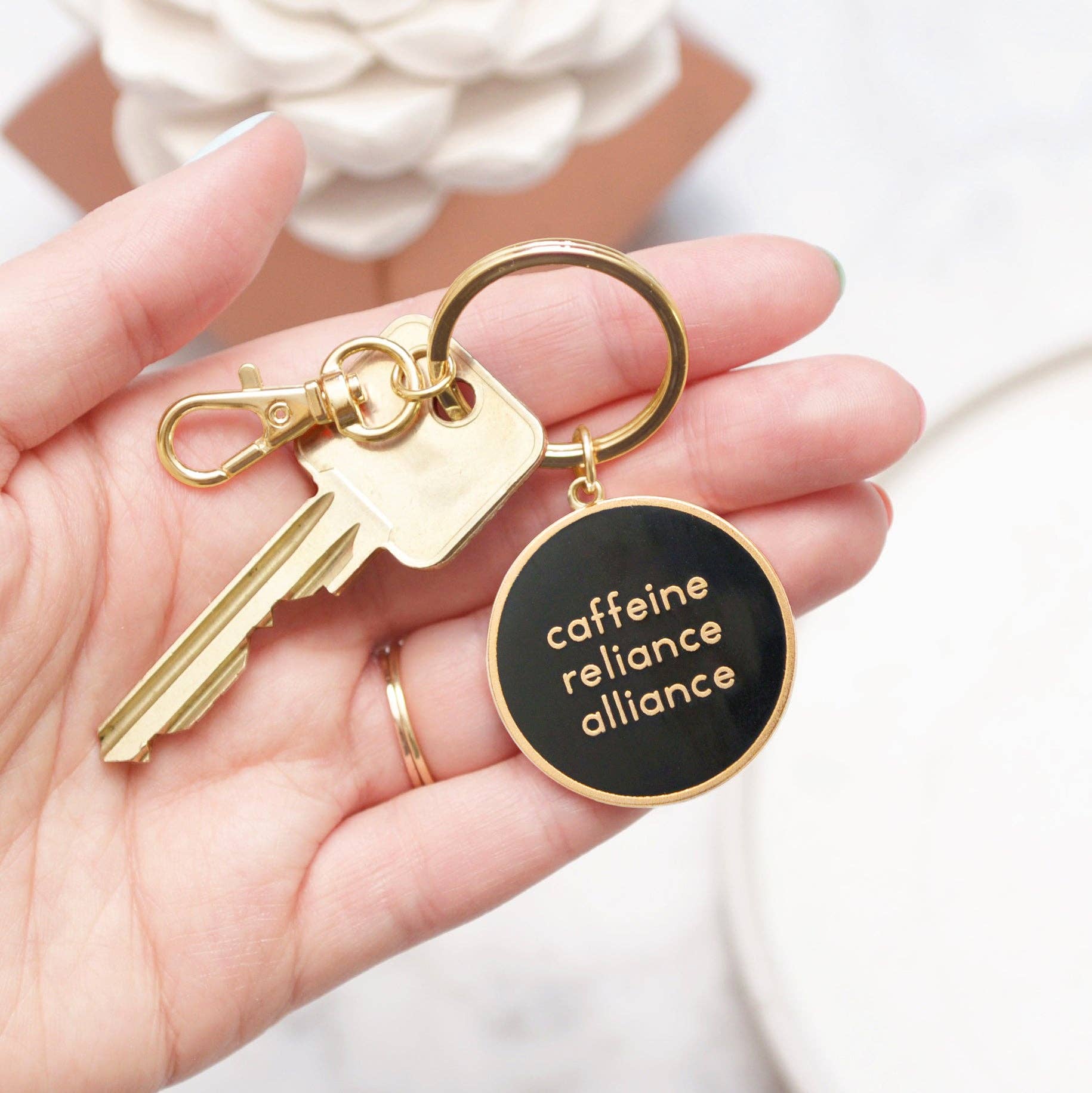 Alphabet Bags - Caffeine Reliance Alliance - Enamel Keyring