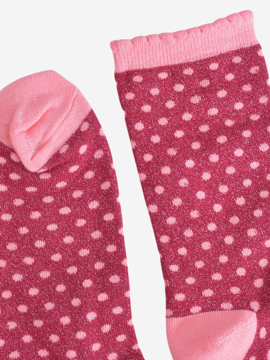Sock Talk - Women's Glitter Socks - Berry/Pink, Small Polka Dot