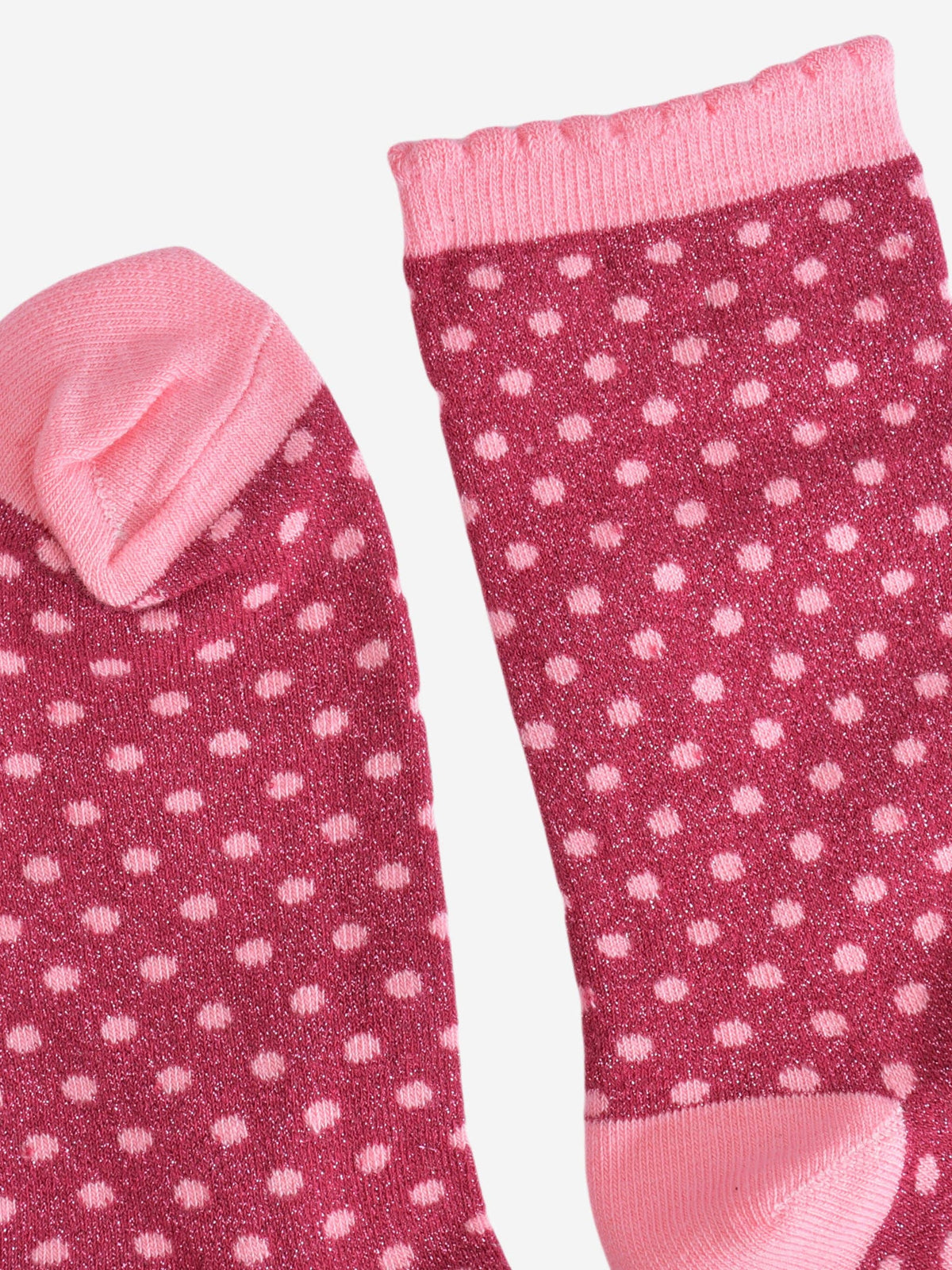 Sock Talk - Women's Glitter Socks - Berry/Pink, Small Polka Dot