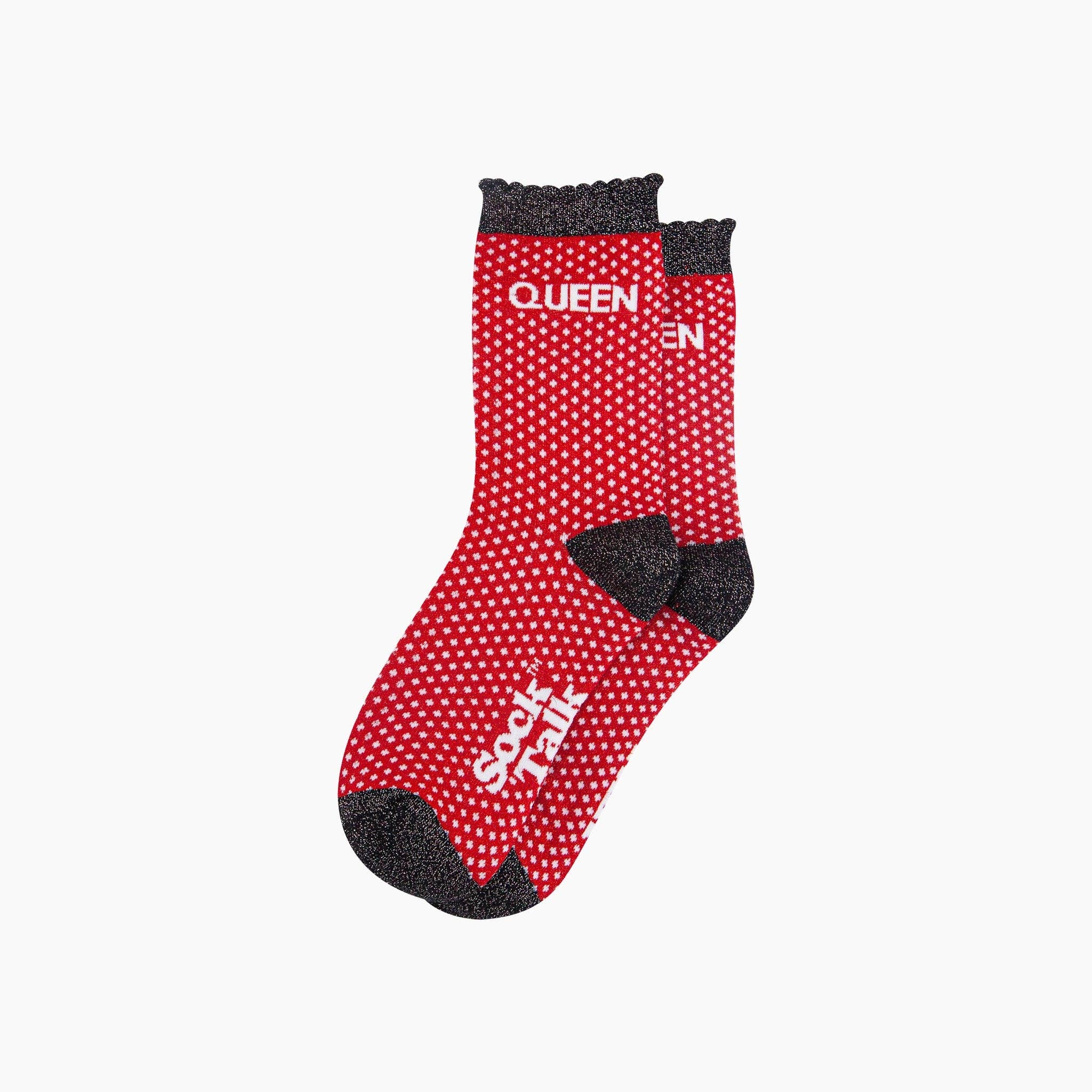 Sock Talk - Queen Spotted Combed Cotton Glitter Socks in Red