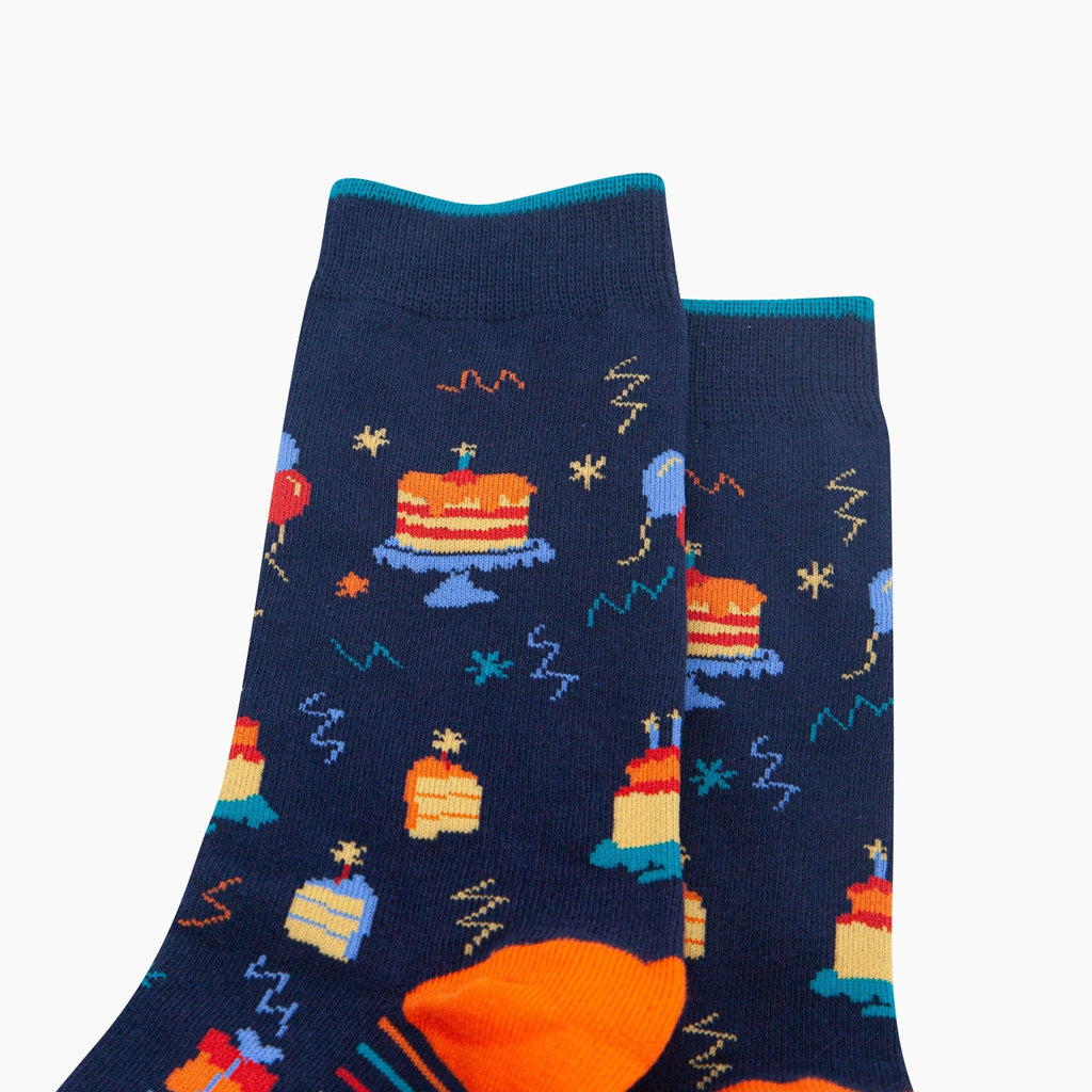 Sock Talk - Birthday Cake Combed Cotton Socks in Navy Blue