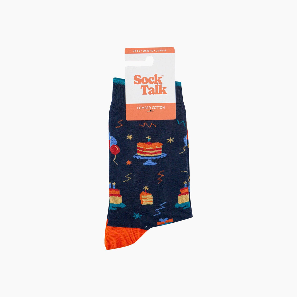Sock Talk - Birthday Cake Combed Cotton Socks in Navy Blue