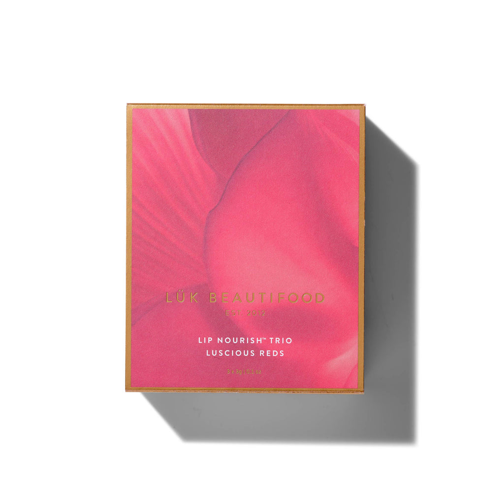 LÜK BEAUTIFOOD [🇦🇺 AUS + USA🇺🇸] - Lip Nourish Trio - Luscious Reds [PINK Packaging]