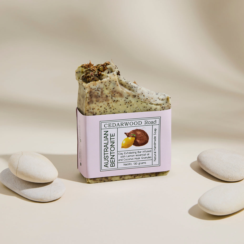 Cedarwood Road Australian Bentonite Clay Exfoliating Bar with Lemon & Coconut Husk