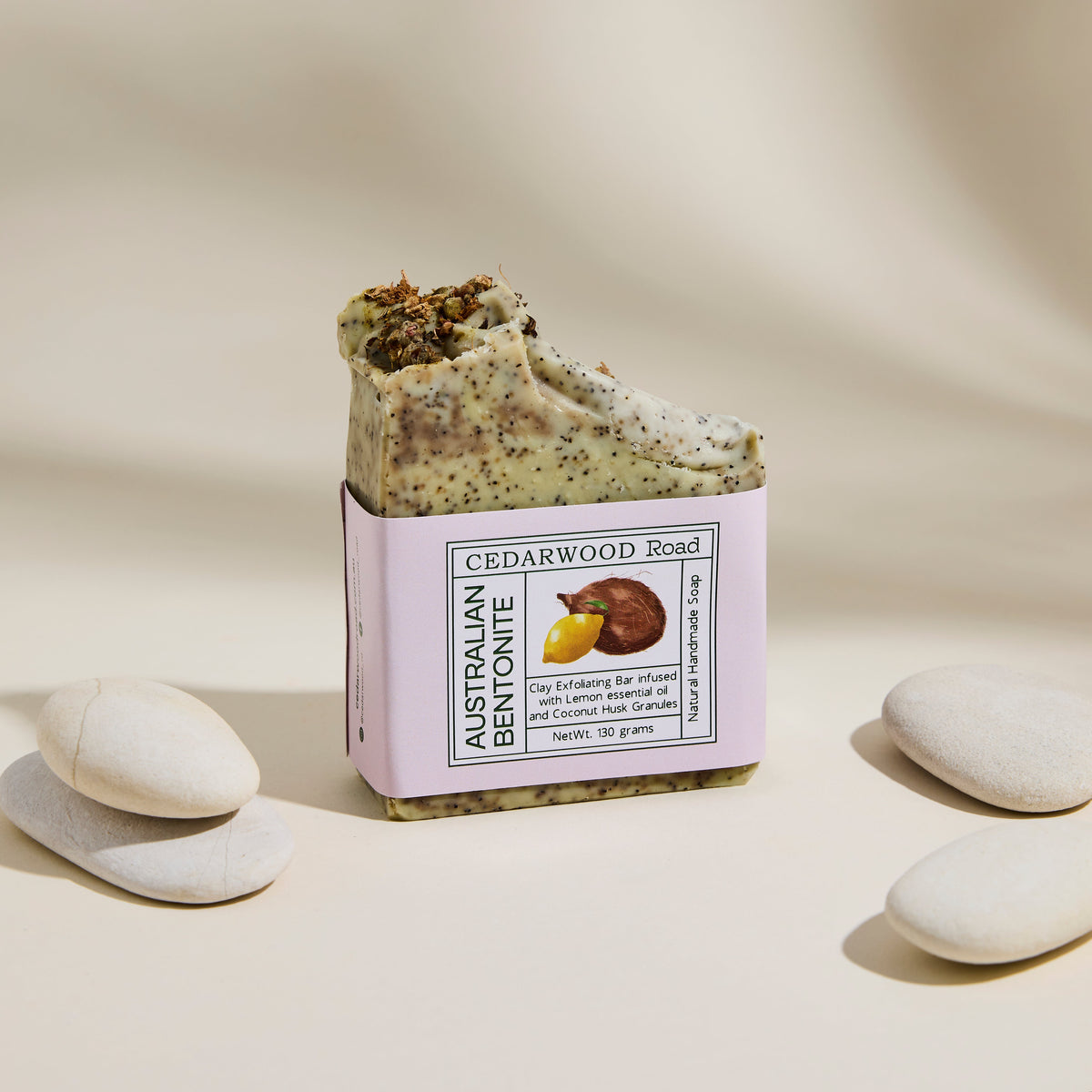 Cedarwood Road Australian Bentonite Clay Exfoliating Bar with Lemon & Coconut Husk