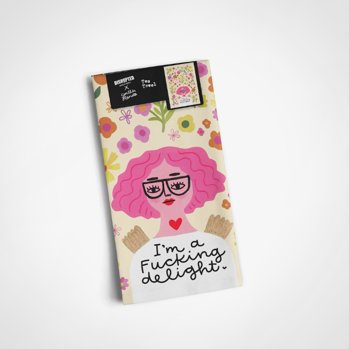 Disrupted Industries - I'm a Fucking Delight Grumpy Angel Dish Towel