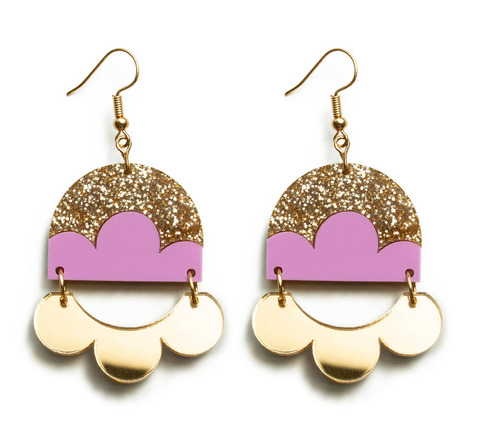 Foxie Collective - Foxie Earrings | Matte Lilac + Gold Glitter
