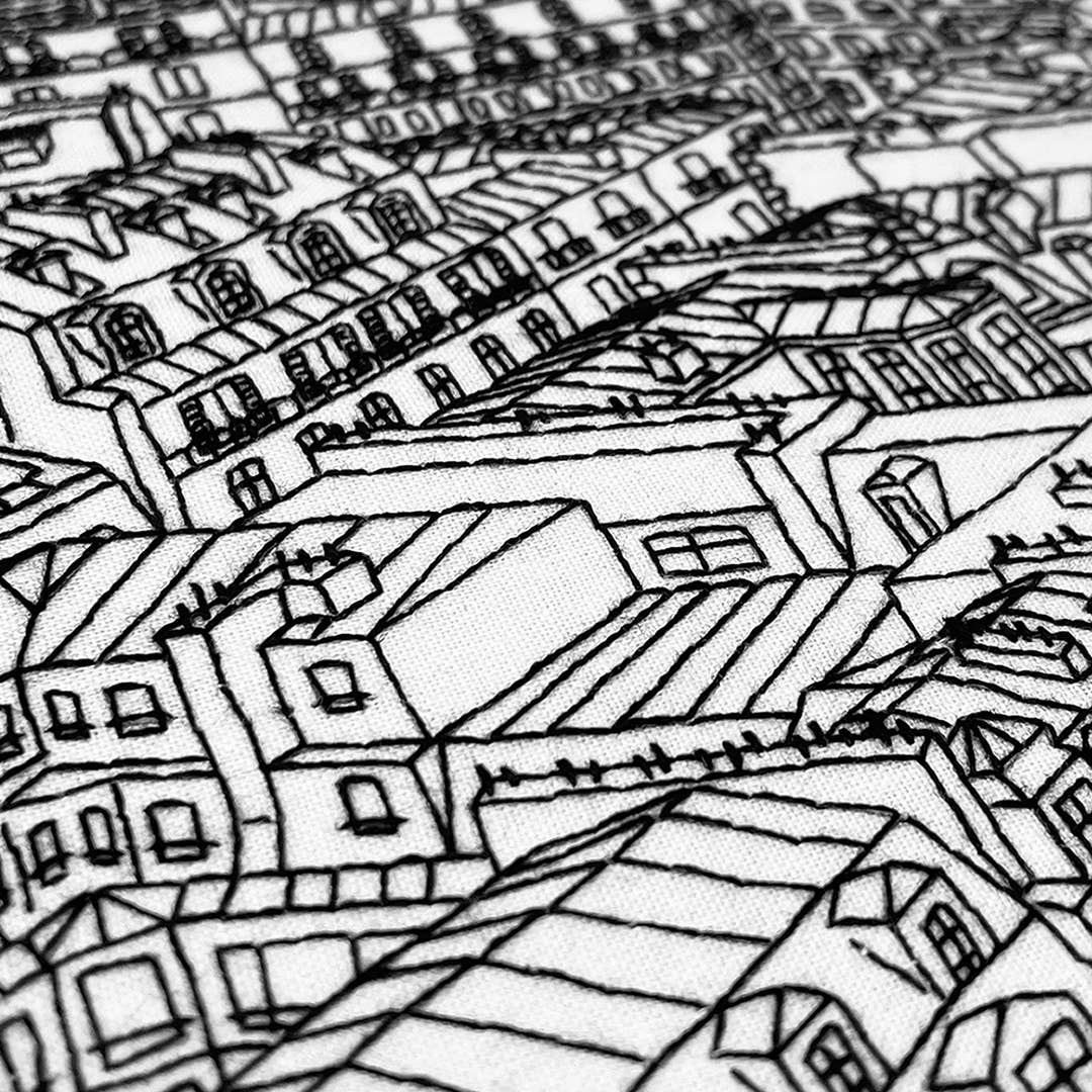 Embroidery and Sage - Rooftops of Paris, France - full embroidery kit
