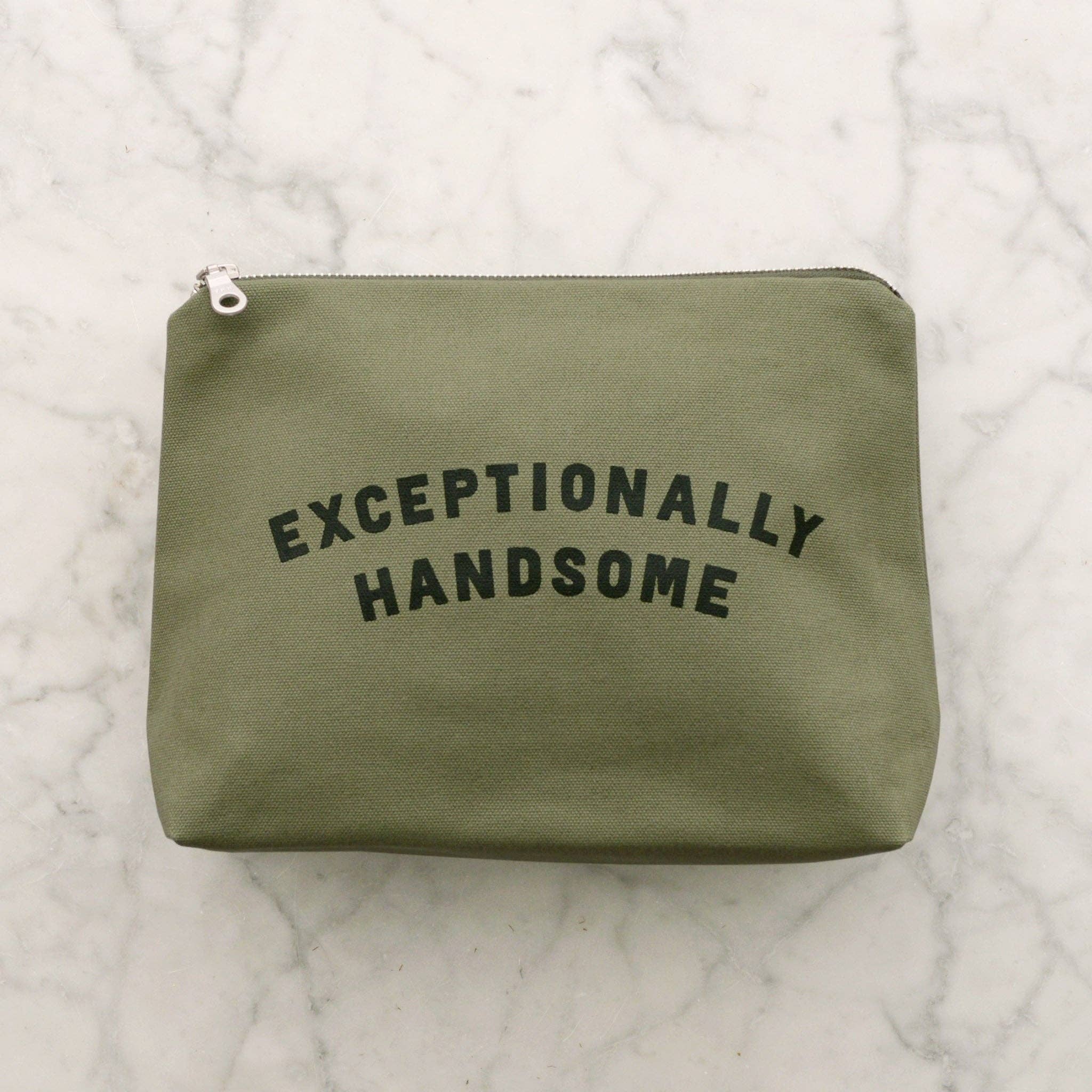 Alphabet Bags - Exceptionally Handsome - Olive Wash Bag