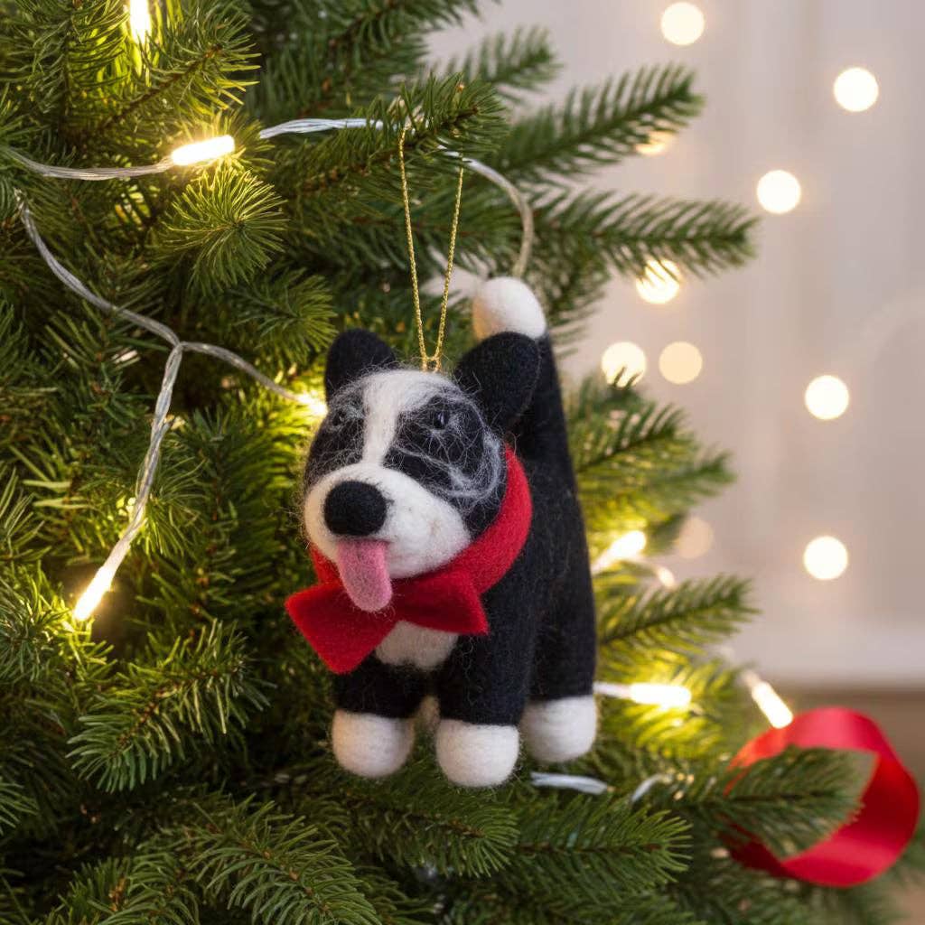 NAMASTE ARTISANS - Handmade Wool Felt Border Collie Dog Ornament