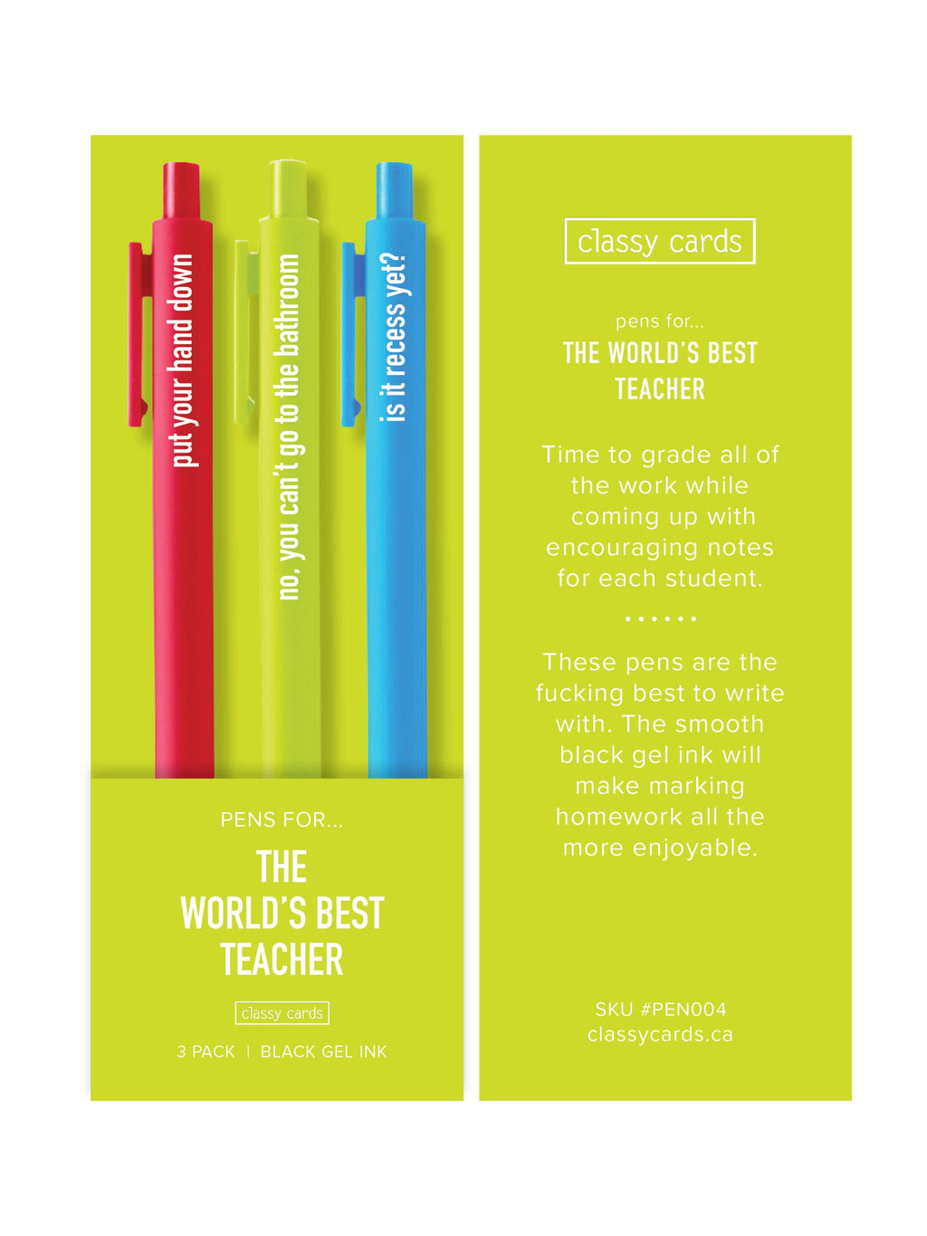 Classy Cards Creative - World's Best Teacher Pens