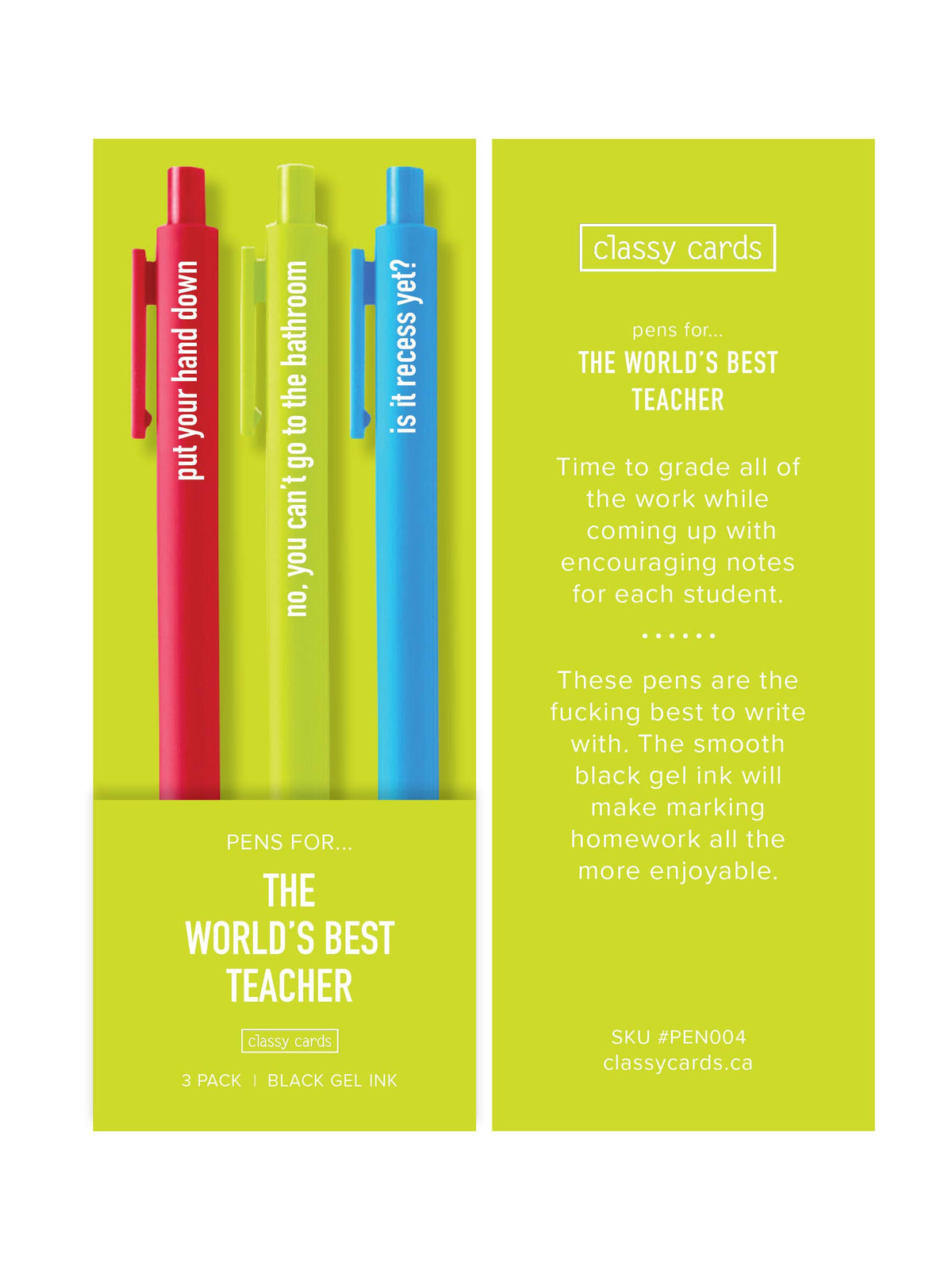 Classy Cards Creative - World's Best Teacher Pens