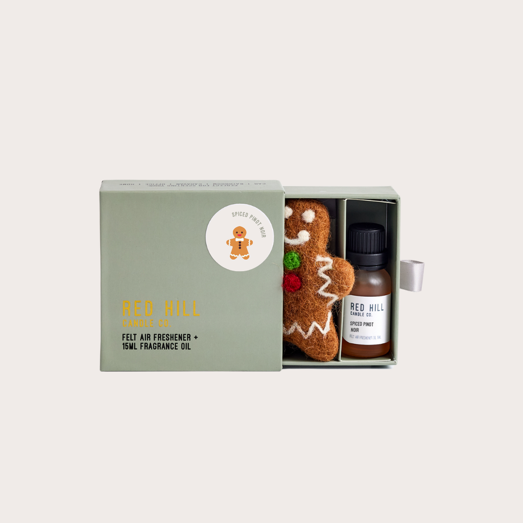 Red Hill Candle Co. - Spiced Pinot Noir Felt Gingerbread Man Air Freshener