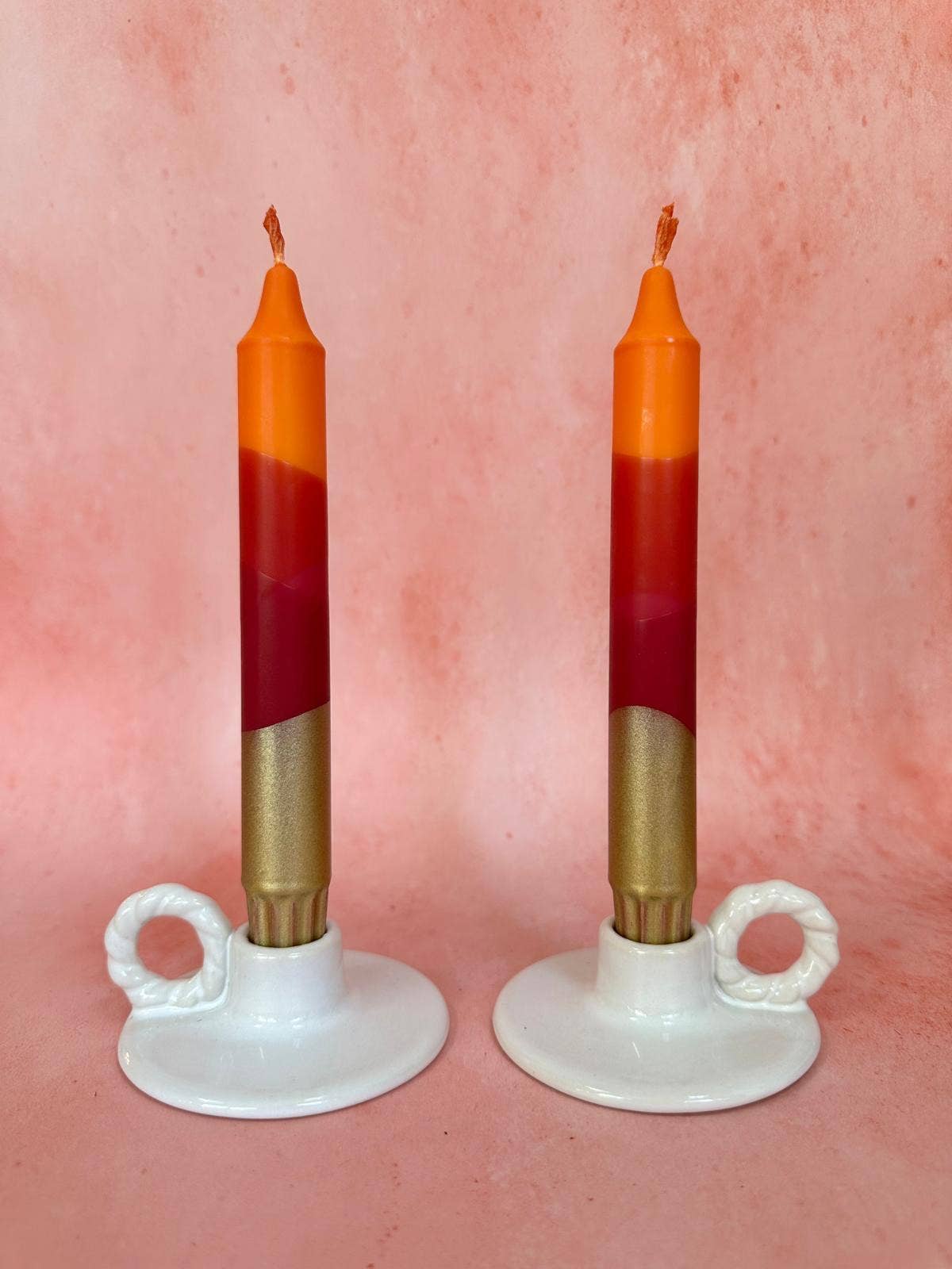 Florrie and Wren - Colourful ‘Autumn Spice’ Handmade Candles Orange & Burgundy