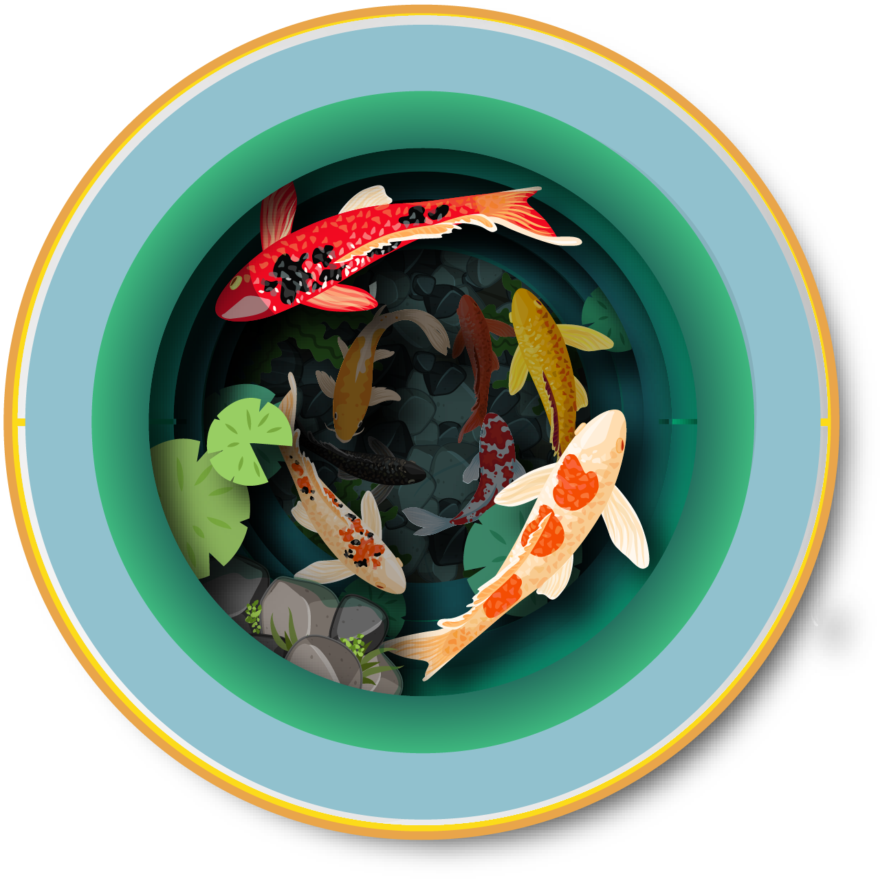 Alljoy Design - A cup of tea pop up card - KOI fishes