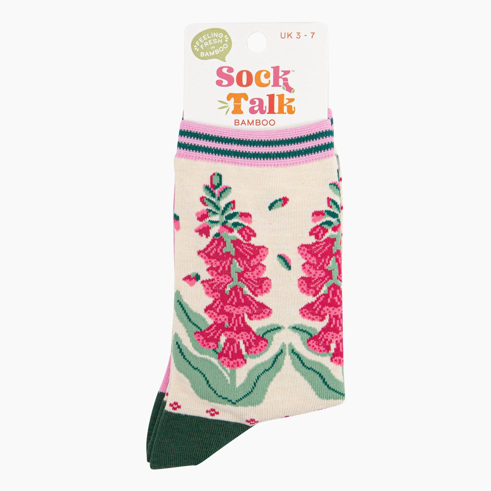 Sock Talk - Foxglove Floral Bamboo Socks in Cream