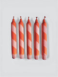 Florrie and Wren - Hand Dipped Colourful pink punch and orange Stripe Candles 