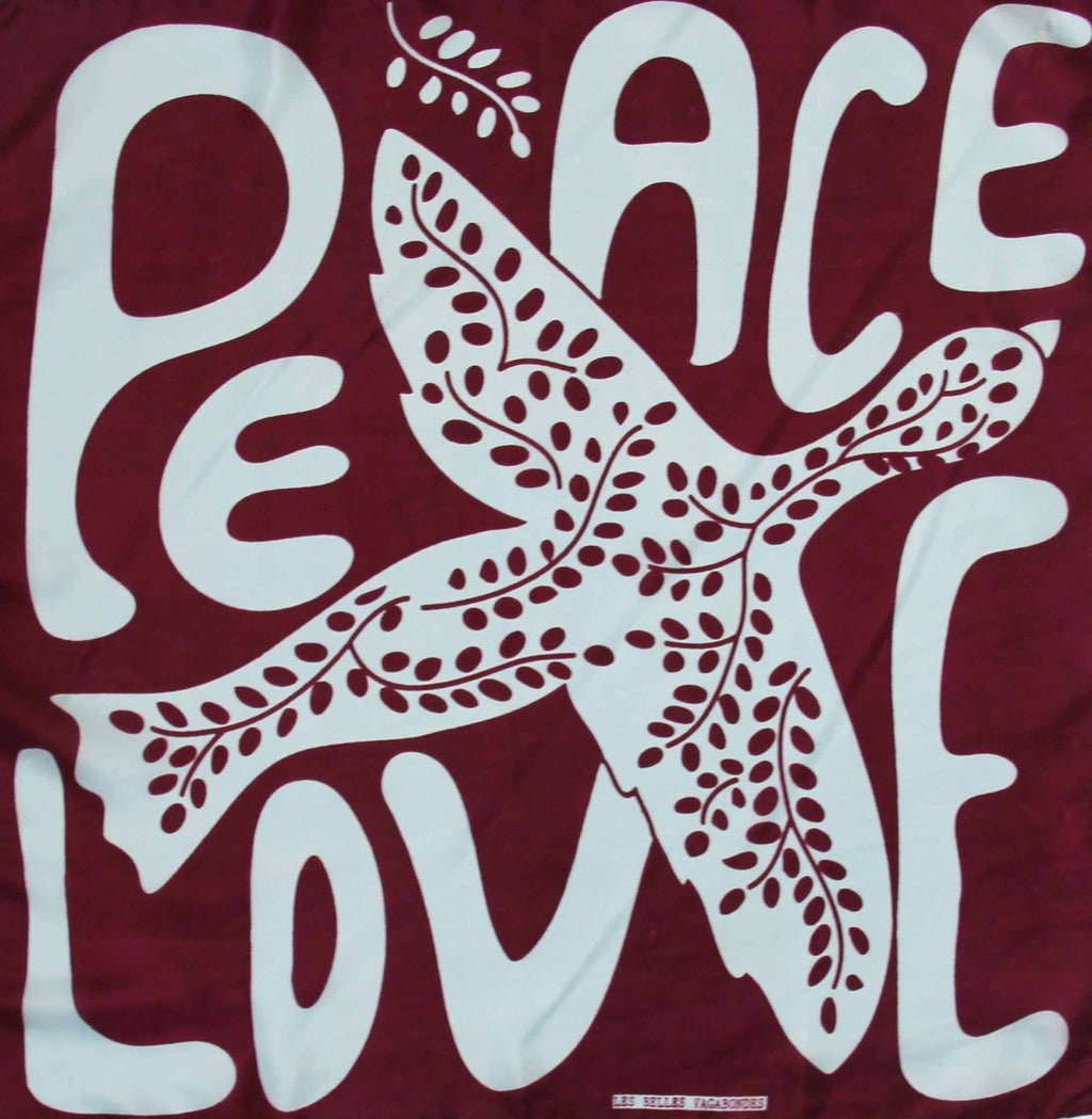 Les Belles Vagabondes - Peace and Love Bordeaux Mini Scarf