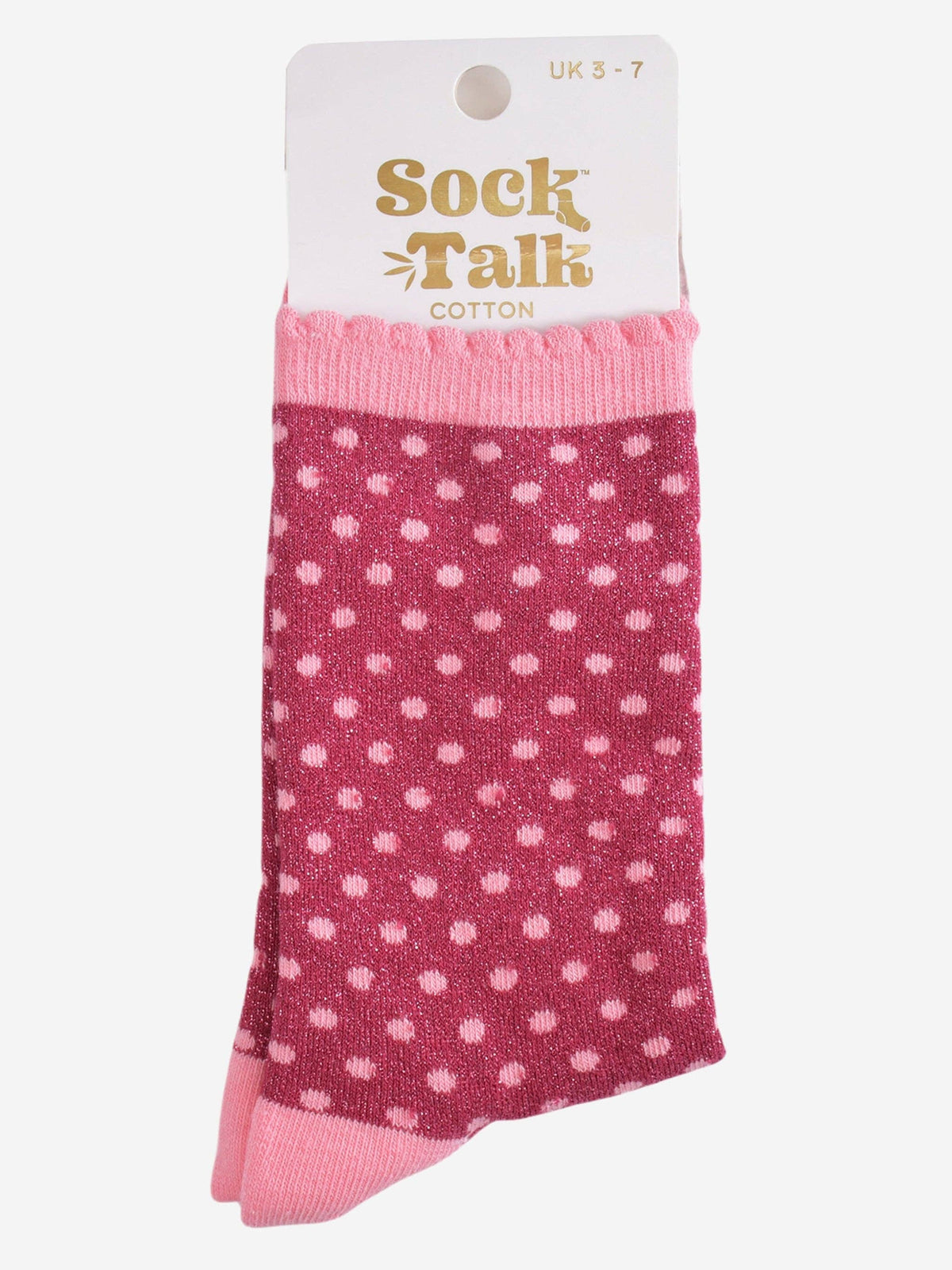 Sock Talk - Women's Glitter Socks - Berry/Pink, Small Polka Dot