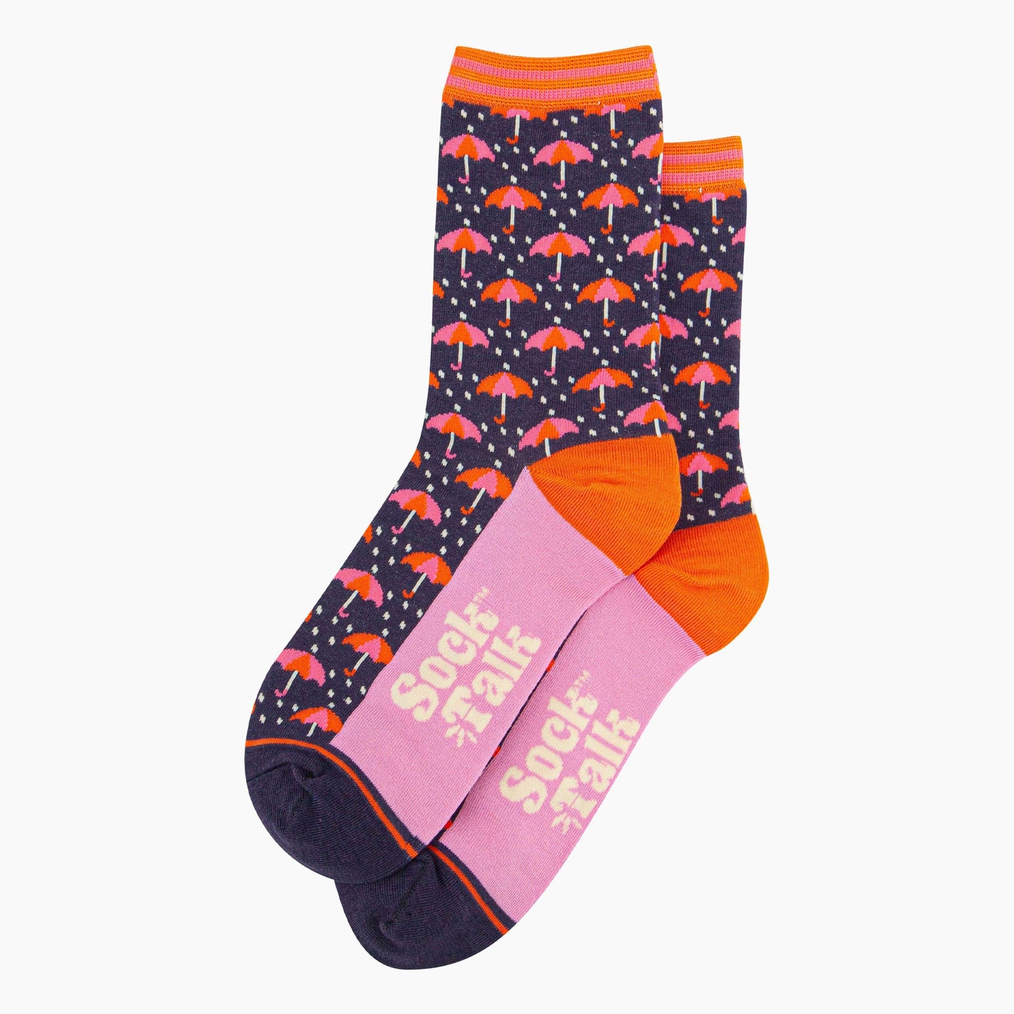 Sock Talk - Rain Umbrellas Bamboo Socks in Navy Blue