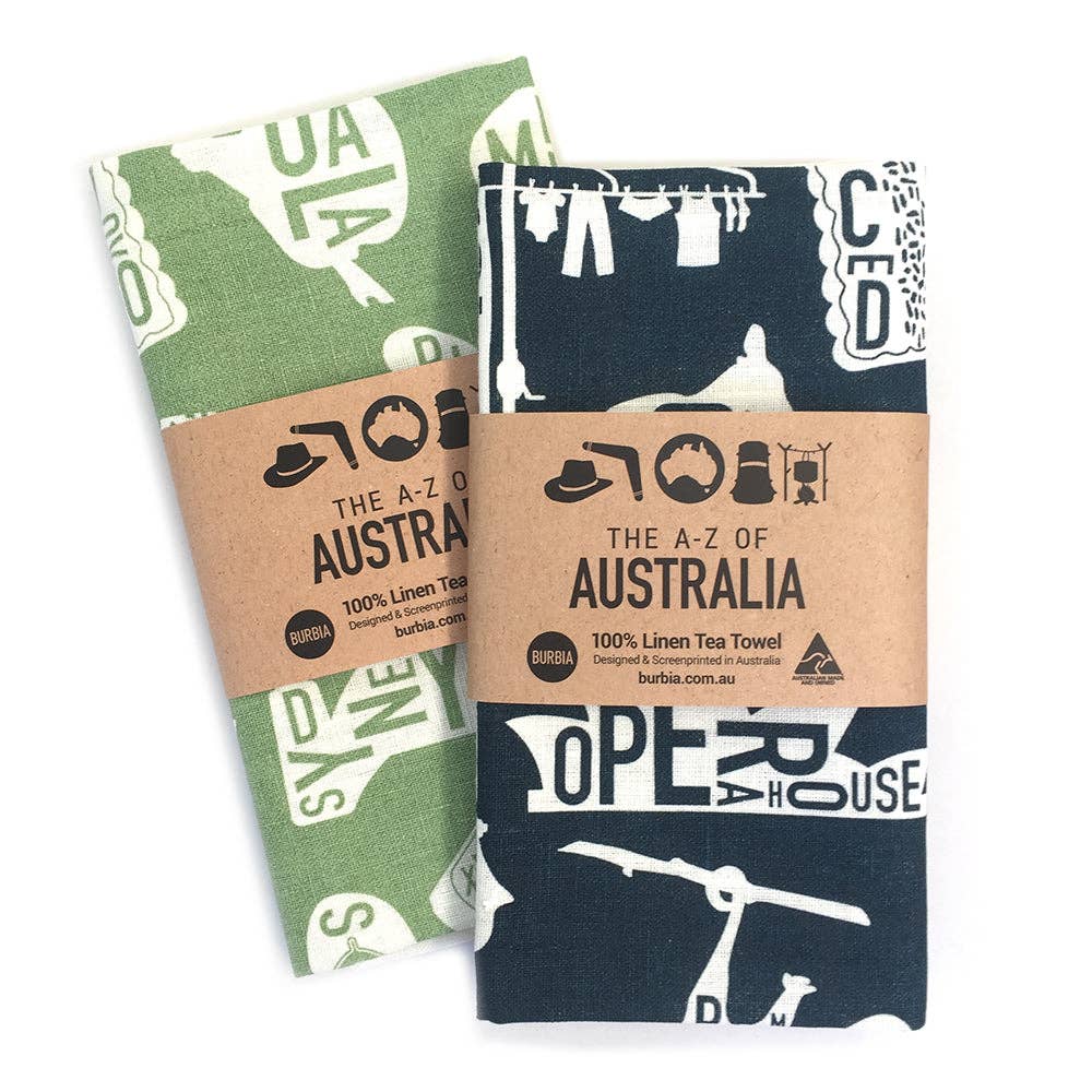 Burbia - A-Z of Australia Tea Towel