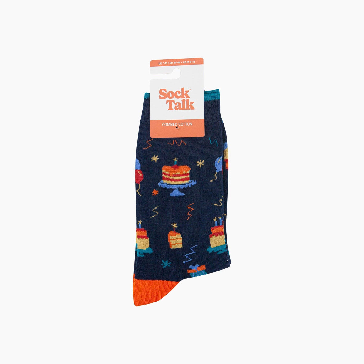 Sock Talk - Birthday Cake Combed Cotton Socks in Navy Blue