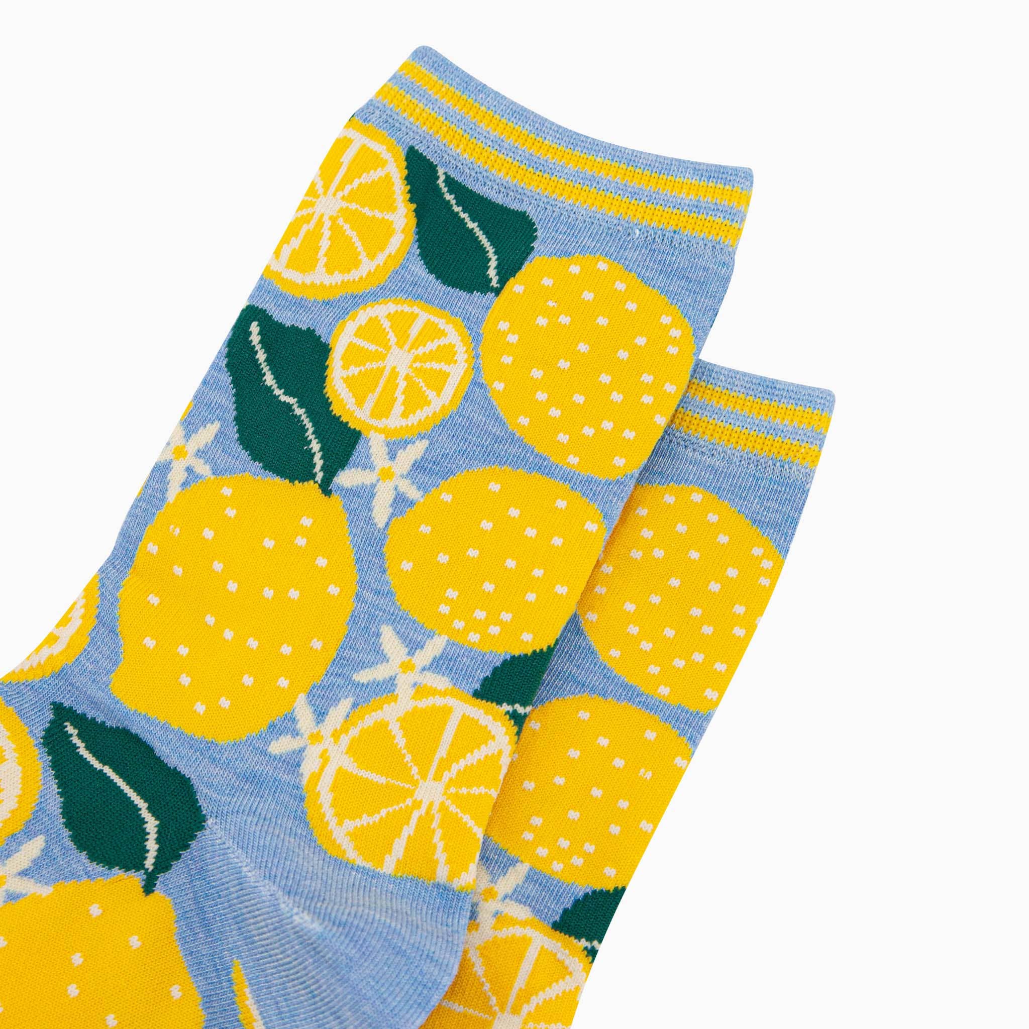 Sock Talk - Women's Bamboo Socks - Blue, Lemon Tree