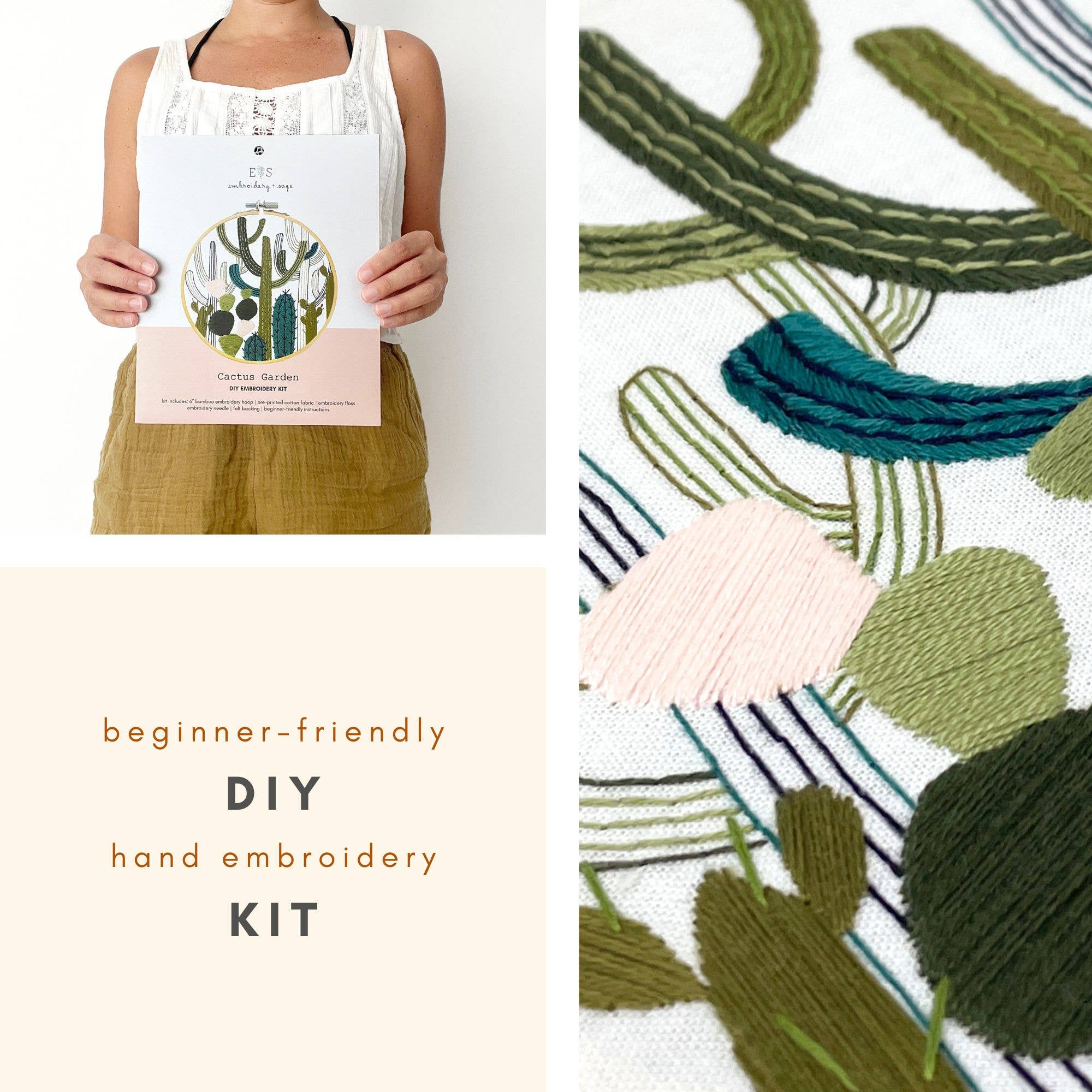 Embroidery and Sage - Cactus Garden - full embroidery kit