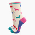 Sock Talk - Sausage Dog Bamboo Socks in Cream/Multi
