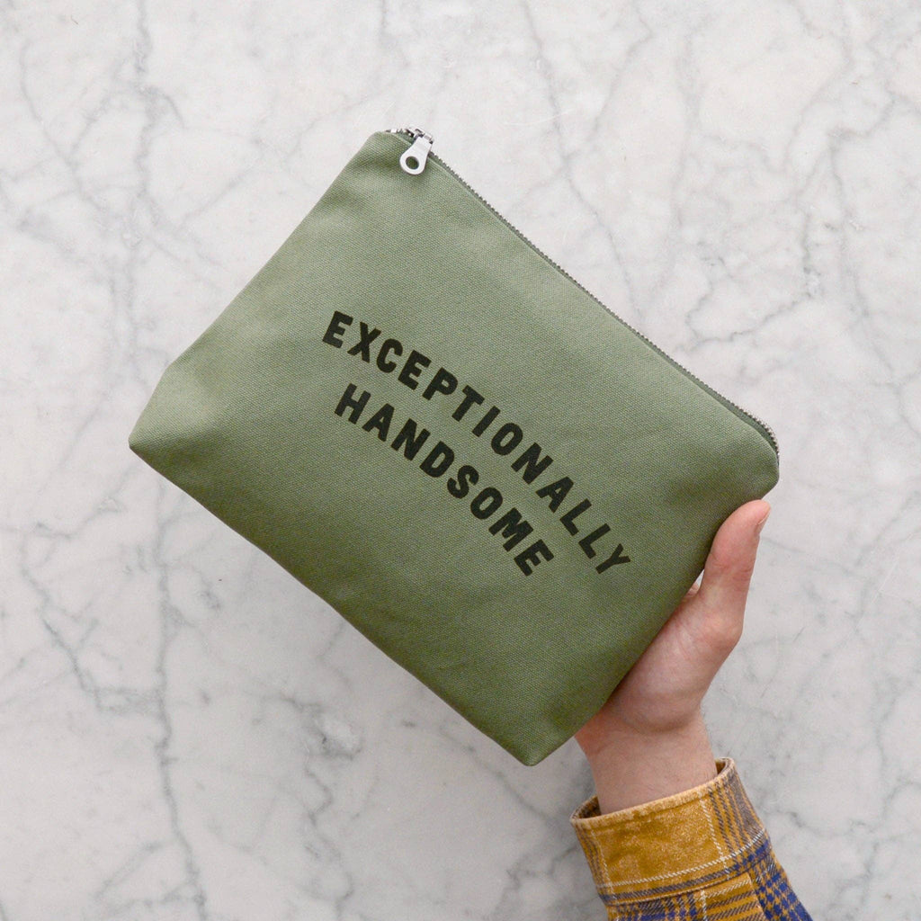 Alphabet Bags - Exceptionally Handsome - Olive Wash Bag