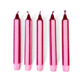 Florrie and Wren - Pink and deep red Hand Dipped scallop stripe dinner candles