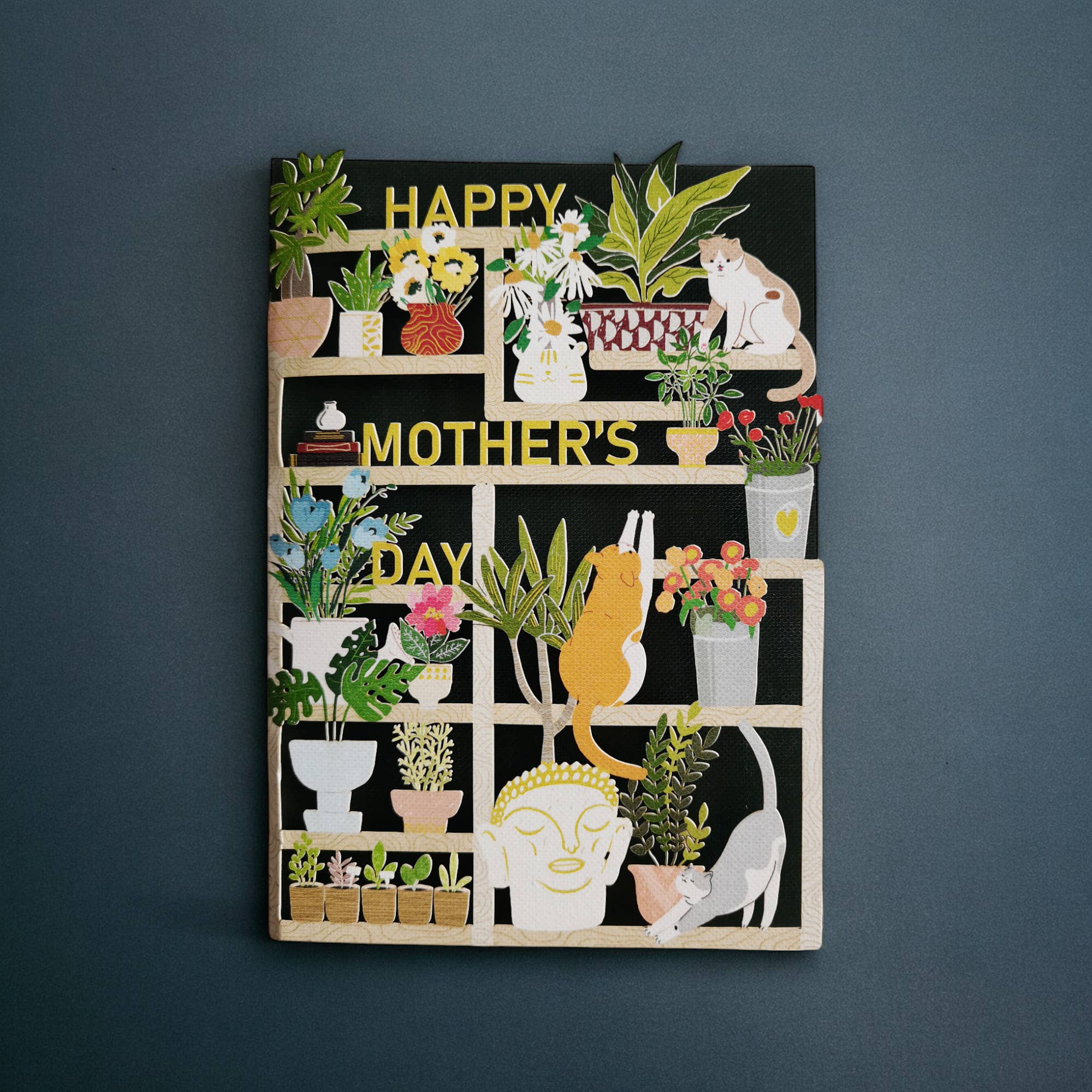 Alljoy Design - Blossom Mother's Day Card with Cats and Plants