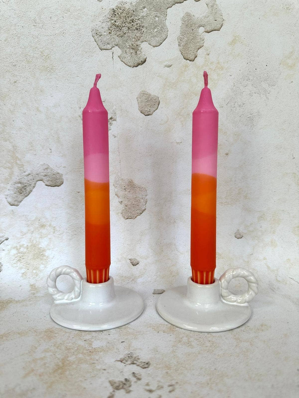 Florrie and Wren - Colourful ‘Sunset’ Hand Dipped Orange & Pink Dinner Candles