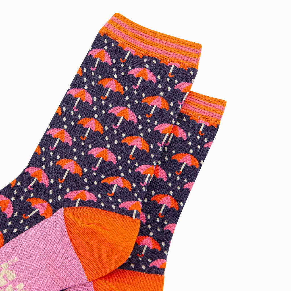 Sock Talk - Rain Umbrellas Bamboo Socks in Navy Blue