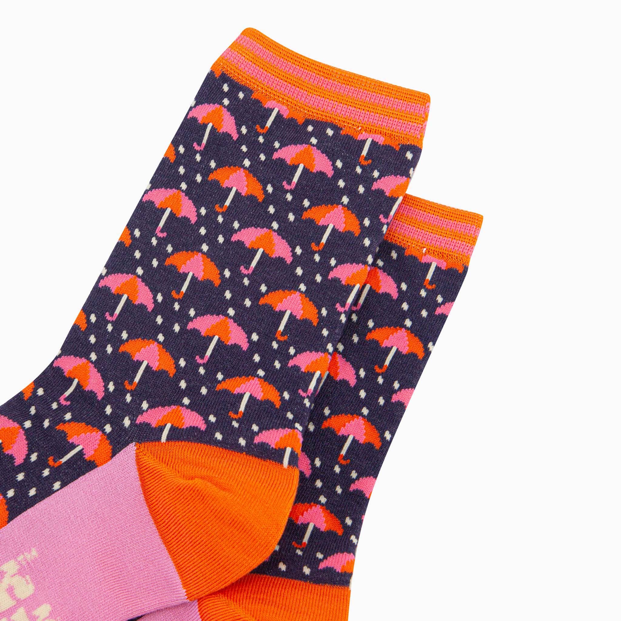 Sock Talk - Rain Umbrellas Bamboo Socks in Navy Blue
