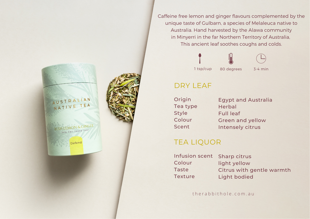 The Rabbit Hole - Australian Native Tea - Bush Lemon & Ginger - Defend
