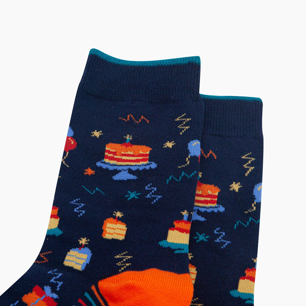 Sock Talk - Birthday Cake Combed Cotton Socks in Navy Blue
